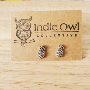 Sterling silver pineapple stud earrings, pineapple earrings
